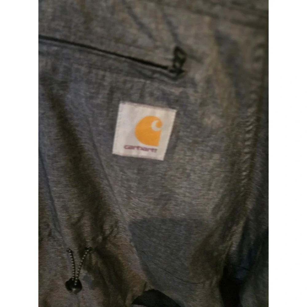 Carhartt Anorak Slicker Hooded Pullover 1/4 Zip & Pockets Lightweight Sz Med - Picture 2 of 16